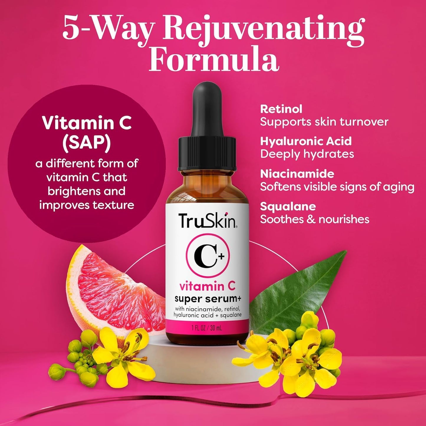 TruSkin Super C Duo - Vitamin C Plus Super Serum, 1 fl oz & Vitamin C Brightening Moisturizer, 2 fl oz - Two-Step Anti Aging Skin Care Set for Hydrated, Smooth & Firmer-Looking Skin