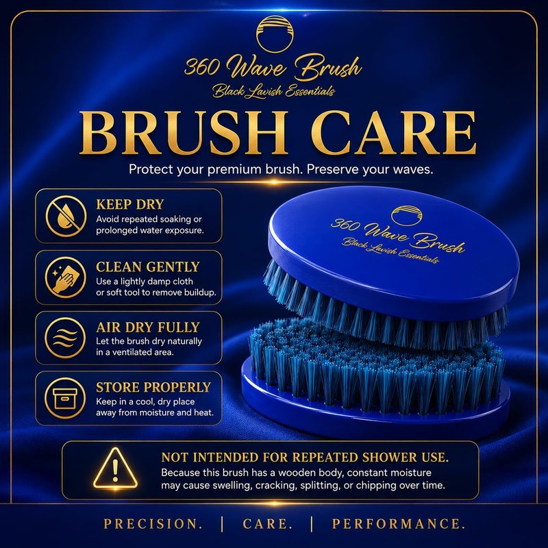 Black Lavish Essentials Men’s Hair Brush, Build Deeper, Hard Boar Bristle Curved, Perfect for Styling Hair, Ultimate Wave Grooming Tool, 360 Wave Brush (Medium-Hard Brush, Blue)