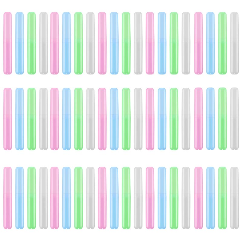 Lnrueg 60PCS Portable Travel Toothbrush Holder Case, Plastic Toothbrush Case, Toothbrush Cases for Indoor, Outdoor, Travel, Camping, School, and Home Use