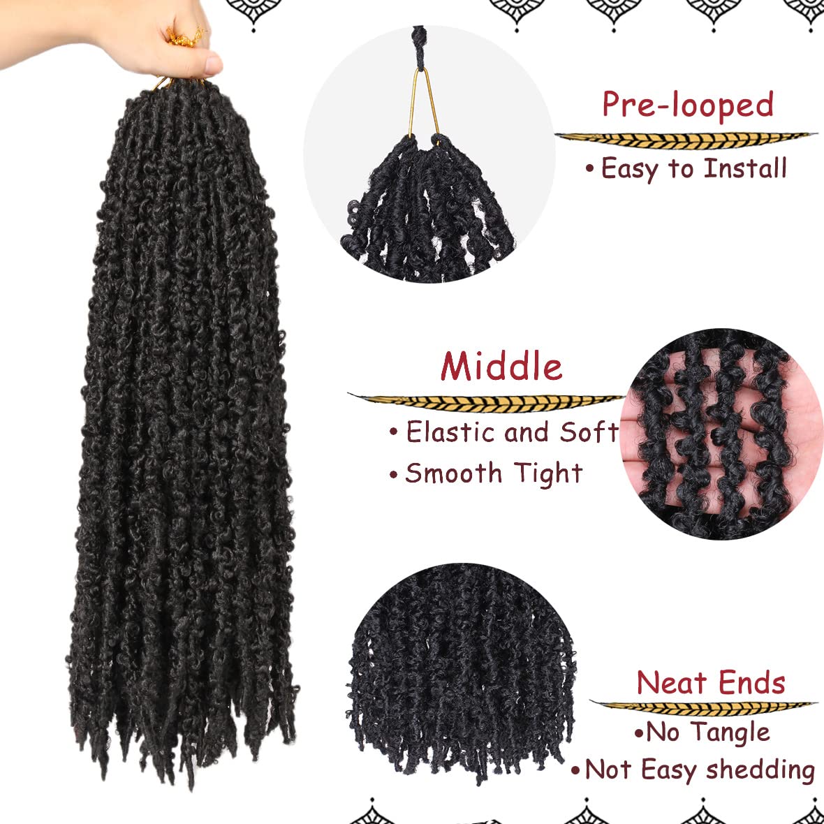 Beverlee Ginger Butterfly Locs Crochet Hair 20 Inch Distressed Faux Locs Pre-looped 350 Goddess Locs Crochet Braids Handmade Extended Soft Locs For Women Extensions (6 Pack 350#)