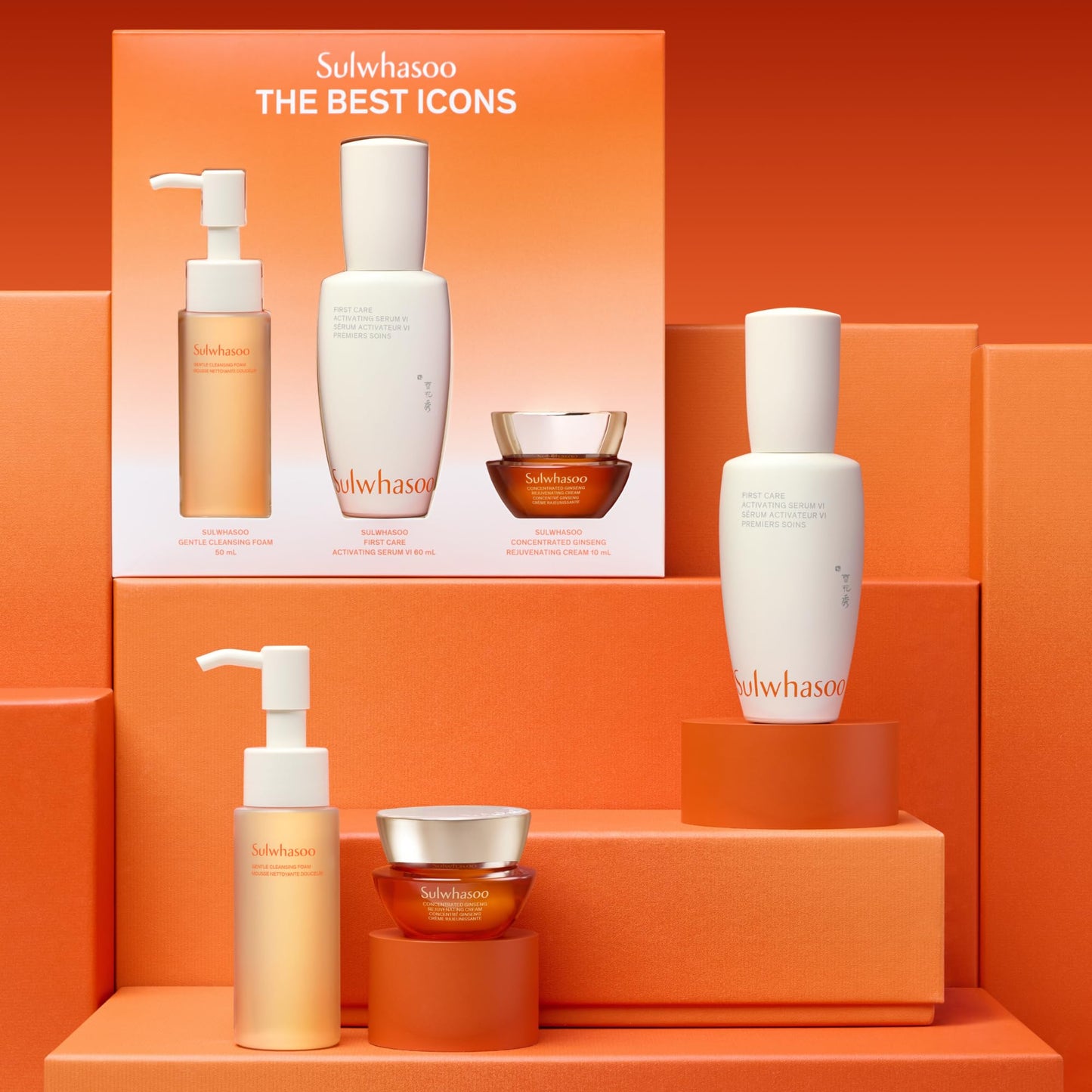 Sulwhasoo Best Icons Set | Korean Ginseng-Powered Skincare 3-piece Anti-Aging Gift Set | Strengthens Skin Barrier | Visibly Improves Wrinkles | Preventative Serum | Includes Full-Size First Care Serum