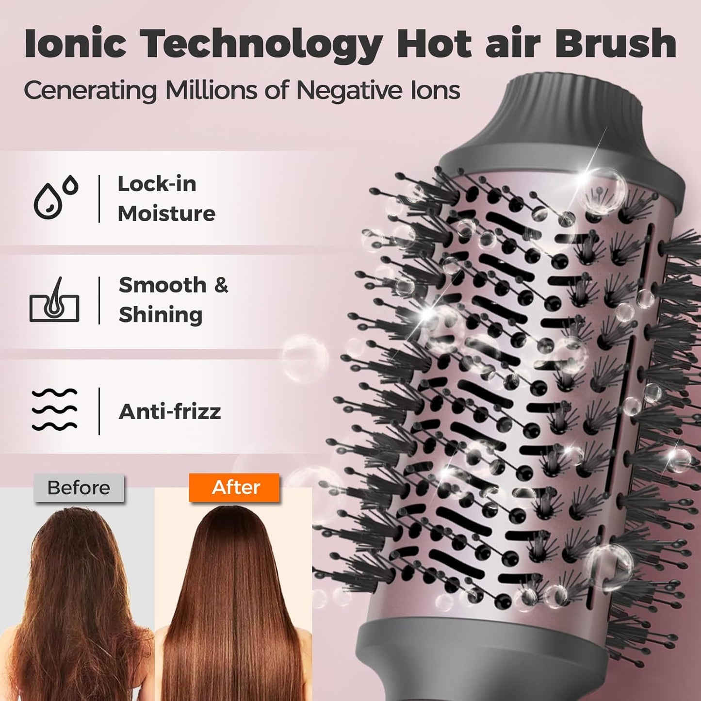 CONFU Blow Dryer Brush - 4-in-1 Hot Air Styling Tool for Frizz-Free Volume | Drying, Straightening, Curling