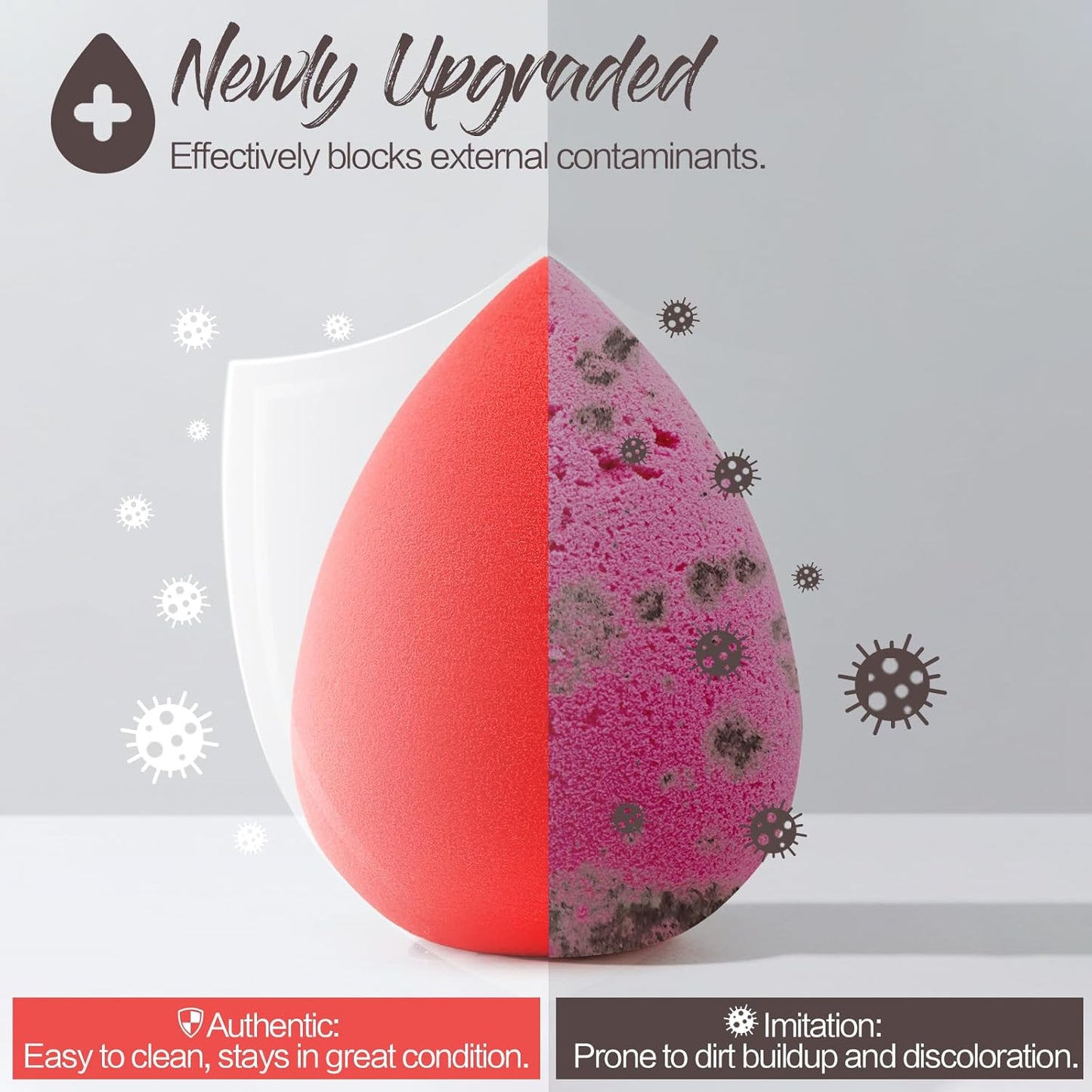 BEAKEY Makeup Sponge Set, 5 Pcs Foundation Blending Sponge, Beauty Sponges Flawless for Liquid, Cream, and Powder, Latex-Free and Vegan Boun Boun Makeup Sponges, Black