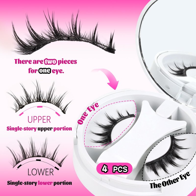 Veleasha Magnetic Eyelashes Magnetic Lashes with Applicator Manga Lashes Natural Look Reusable No Glue Easy to Apply & Remove Spiky False Eyelashes Lash Wispy (chic pro)