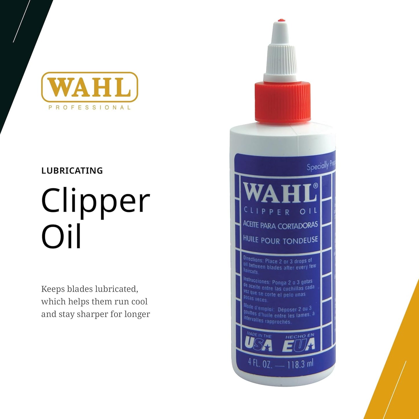 Wahl Professional Clipper Oil - Lubricant for Clippers & Blades | Extends Blade Life, 4 Fl Oz
