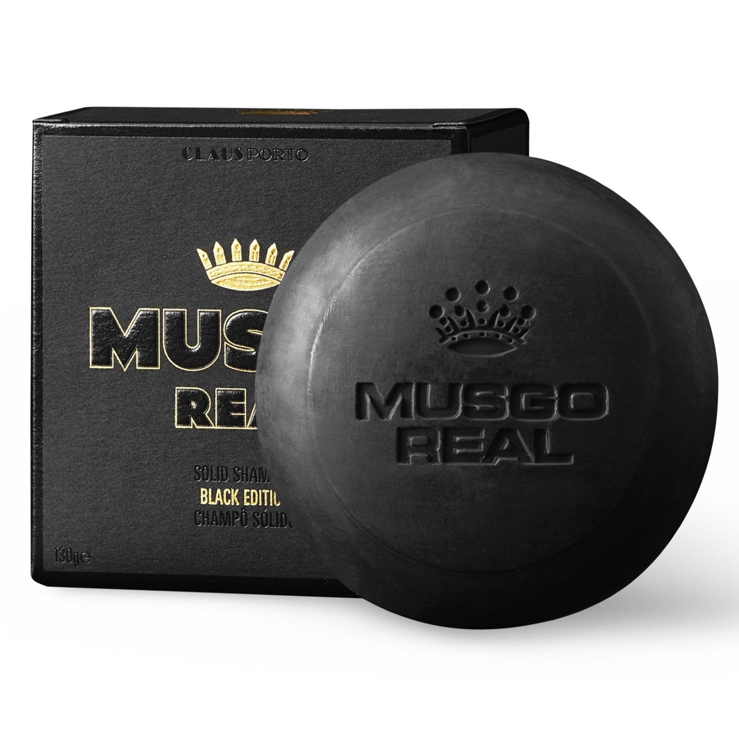Claus Porto - Musgo Real Black Edition Solid Shampoo | Luxurious Lather with Argan + Jojoba Oils | Plastic-Free, Handcrafted, Aromatic, Woody | All Hair Types (130g | 4.6 oz)