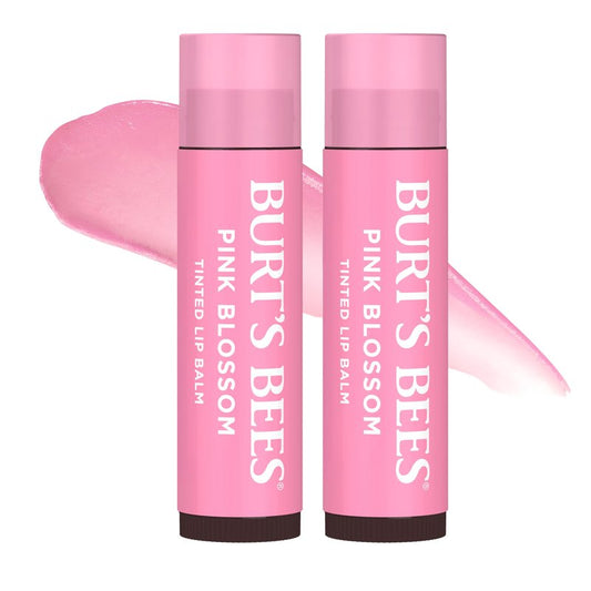 Burt's Bees Lip Tint Balm, Mothers Day Gifts, with Long Lasting 2 in 1 Duo Tinted Balm Formula, Color Infused with Deeply Hydrating Shea Butter for a Natural Buildable Finish, Pink Blossom (2-Pack)