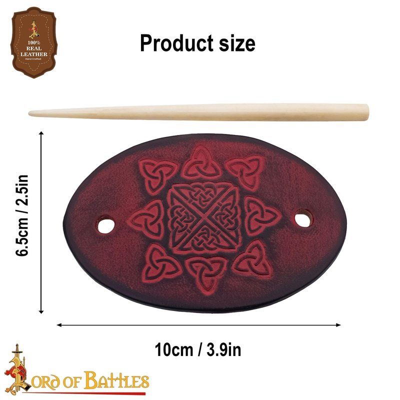 Genuine Leather Hair Pin Hair Barrette with Genuine Bone Stick Hair Style Clip Stick Ponytail Pin Accessories for Women and Girls (Brown & Maroon (Pack of 2))