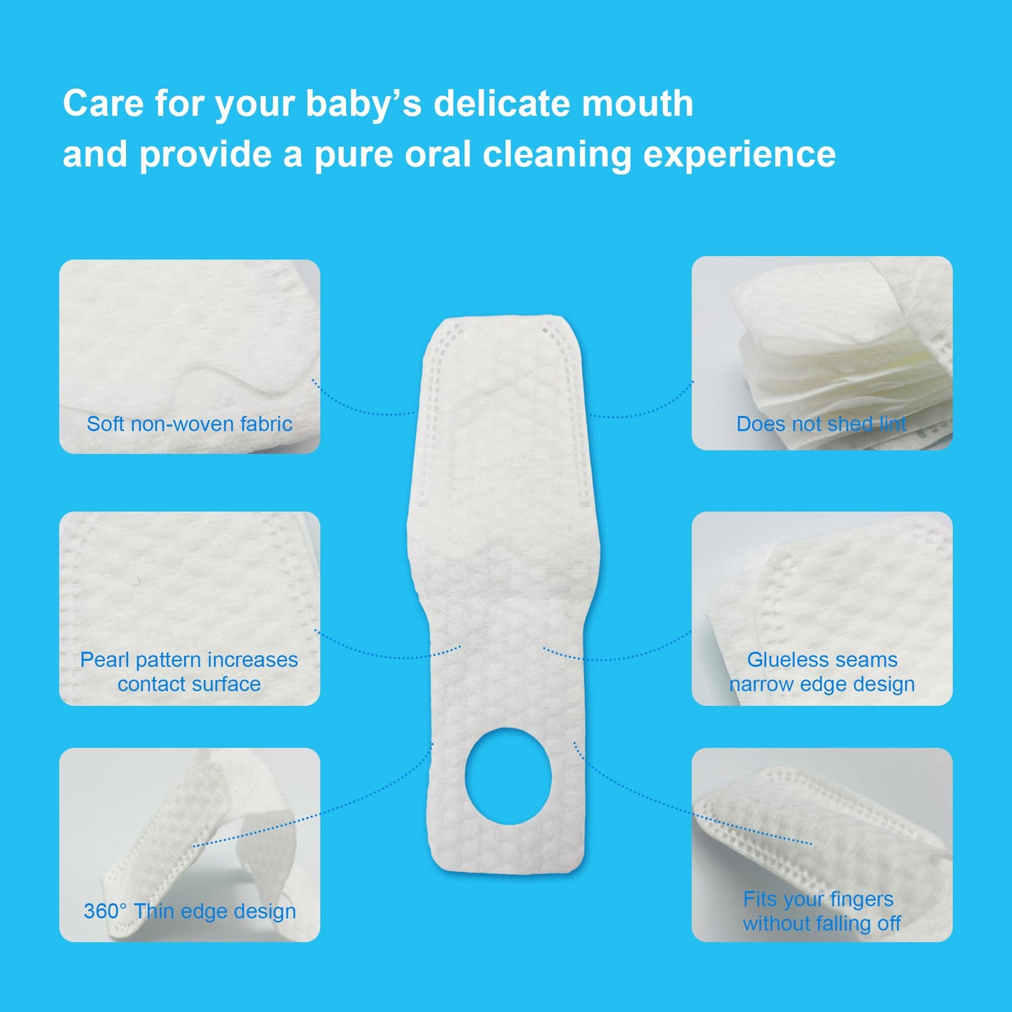 BabyPearl Baby Tongue Cleaner Newborn Finger Toothbrush, 42 Count Disposable Wet and Dry Use Baby Mouth Cleaner, Newborn Oral Care Clean 0-36 Months Toddler Teeth, Gums, Tongue Coating
