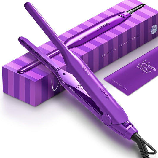Manelix 0.3 Inch Super Slim Mini Flat Iron for Short Hair, Hair Straightener and Curler 2 in 1, Dual Voltage PTC and Ceramic Small Flat Iron