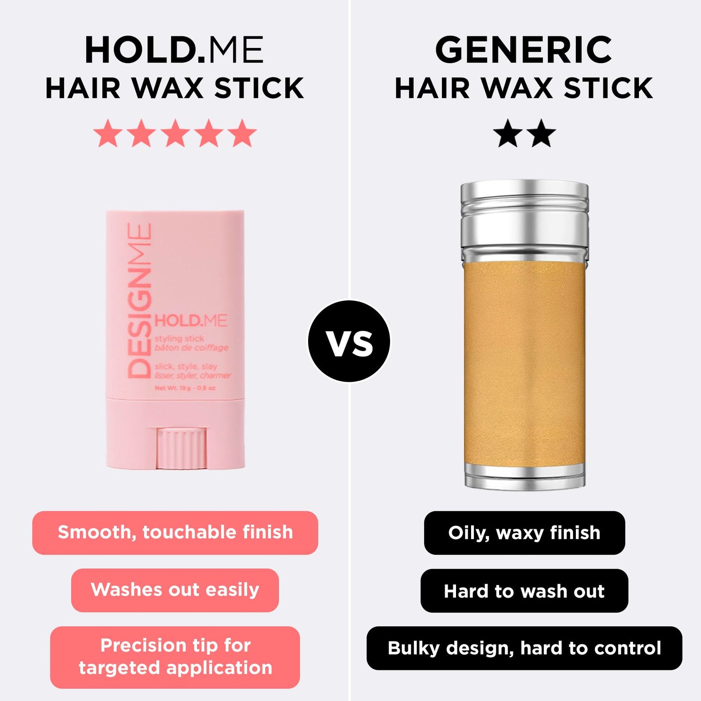 Design.Me HOLD.ME Styling Stick | Vegan Hair Wax Stick for Women | Controls Frizz, Tame Flyaways & Smooths Hair | With Long-Lasting Hold