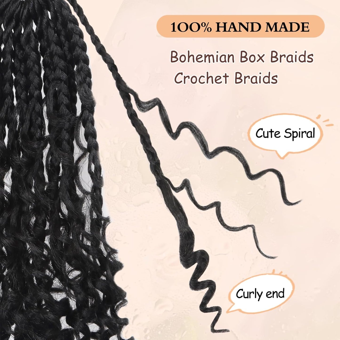 Goddess Box Braids Crochet Hair - 8 Inch Pre-Looped Boho Braids | Curly Ends, 8 Packs for Black Women
