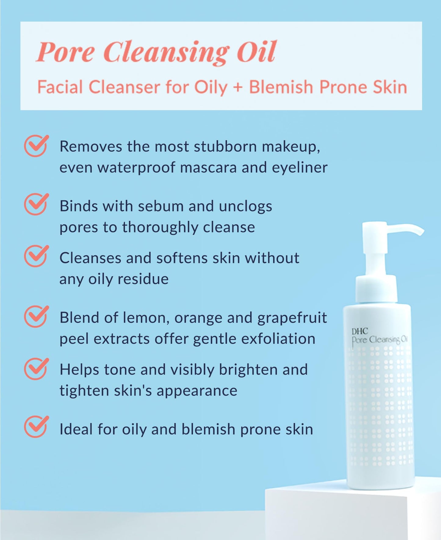 DHC Pore Cleansing Oil, Facial Cleansing Oil, Makeup Remover, Unclog Pores, Residue-Free, Fragrance and Colorant Free, 5 fl. oz.