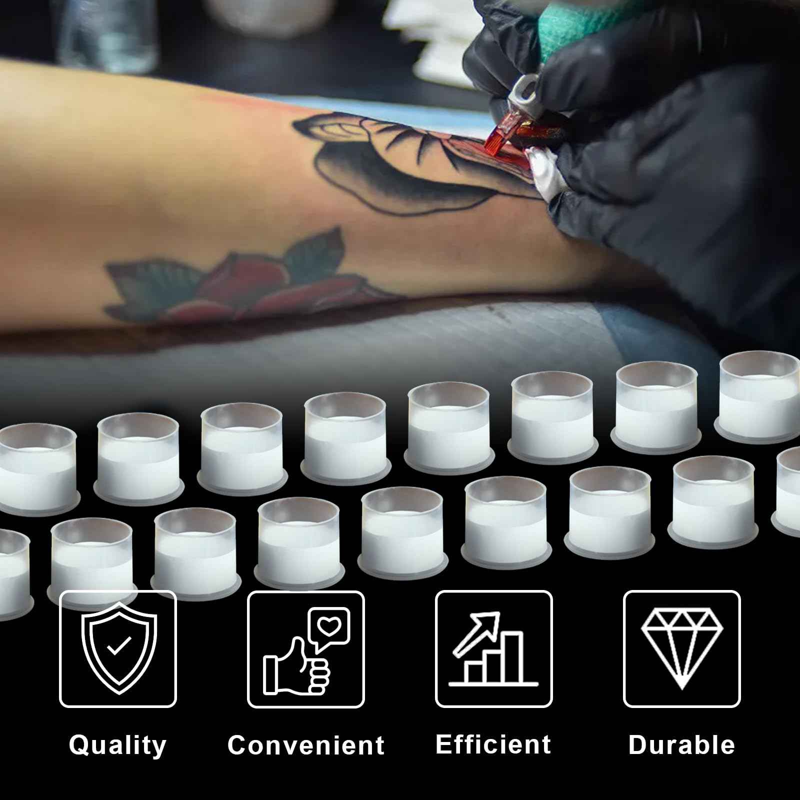 Romlon 1000PCS Disposable Ink Cups - Medium Tattoo Caps for Ink Pigment Kits