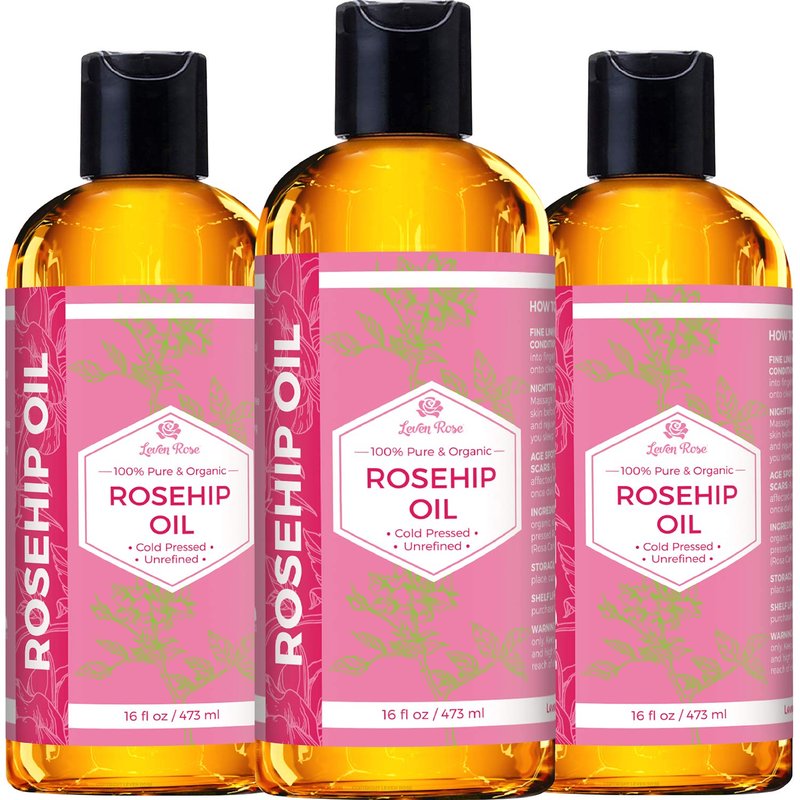 Rosehip Seed Oil for Face - Pure Unrefined Cold Pressed Oil | 16 oz Nighttime Moisturizer for Skin & Hair