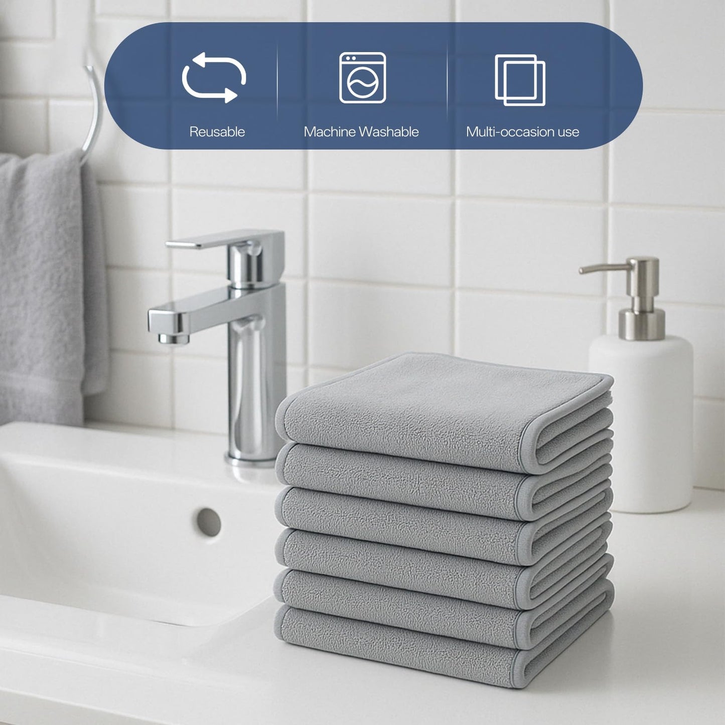 JJUNW 12 PCS U-Shaped Facial Towels, Split Design Estheticians Towels Microfiber Soft Spa Towel Coral Fleece Face Cloth for Beauty Salons Skin Care SPA Centers Estheticians Salon Grey