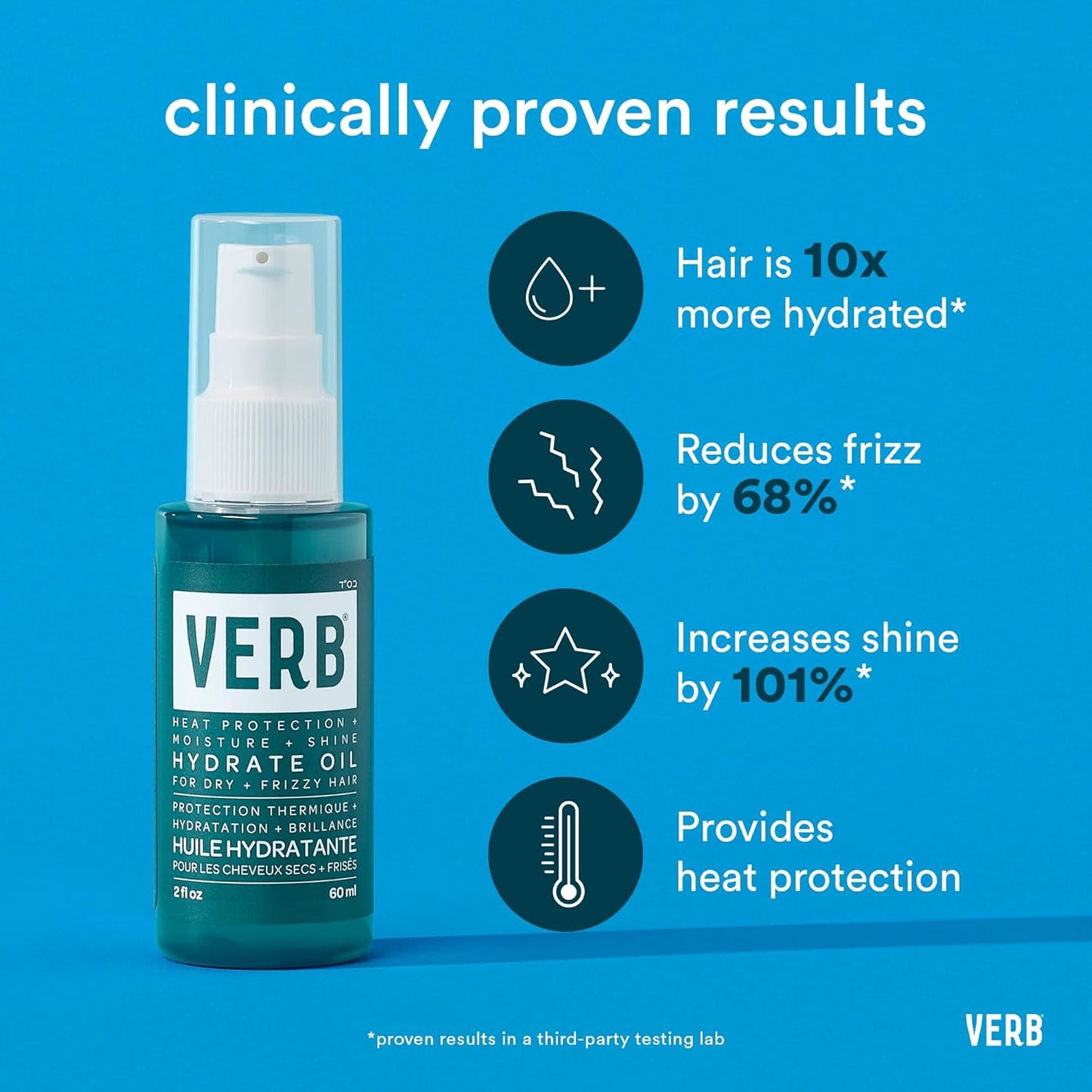 VERB Hydrate Oil - Moisturizing Hair Oil for Dry & Frizzy Hair - Heat Protection | Amber & Warm Jasmine Scent