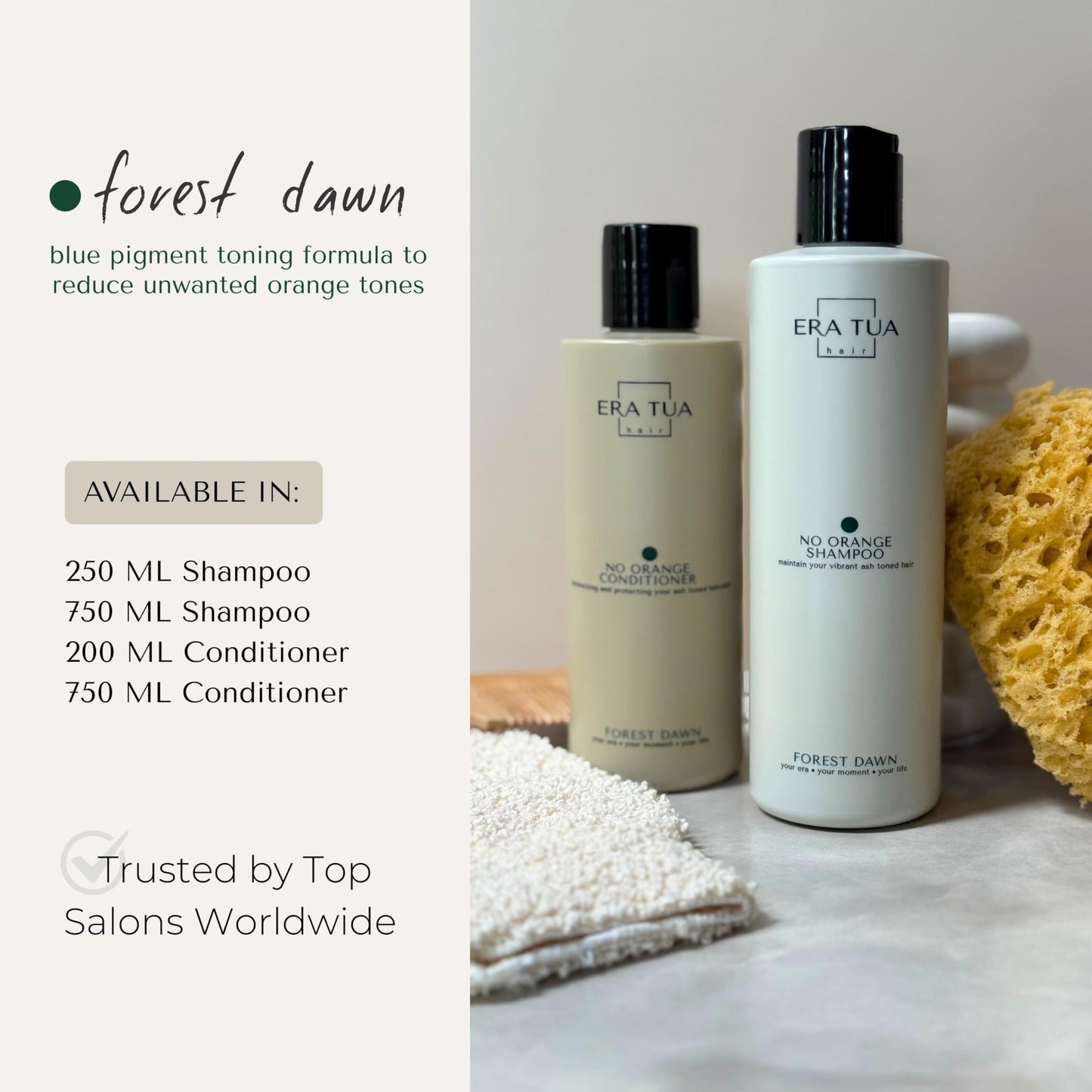 ERA TUA Forest Dawn No-Orange Hair Shampoo| Dutch Made Blue Pigment Neutralizer for Orange & Copper Hair Tones | Paraben Free Formula | Sweet Mandarin, Bergamot, Pink Rose & Vanilla Scent | 750 ml