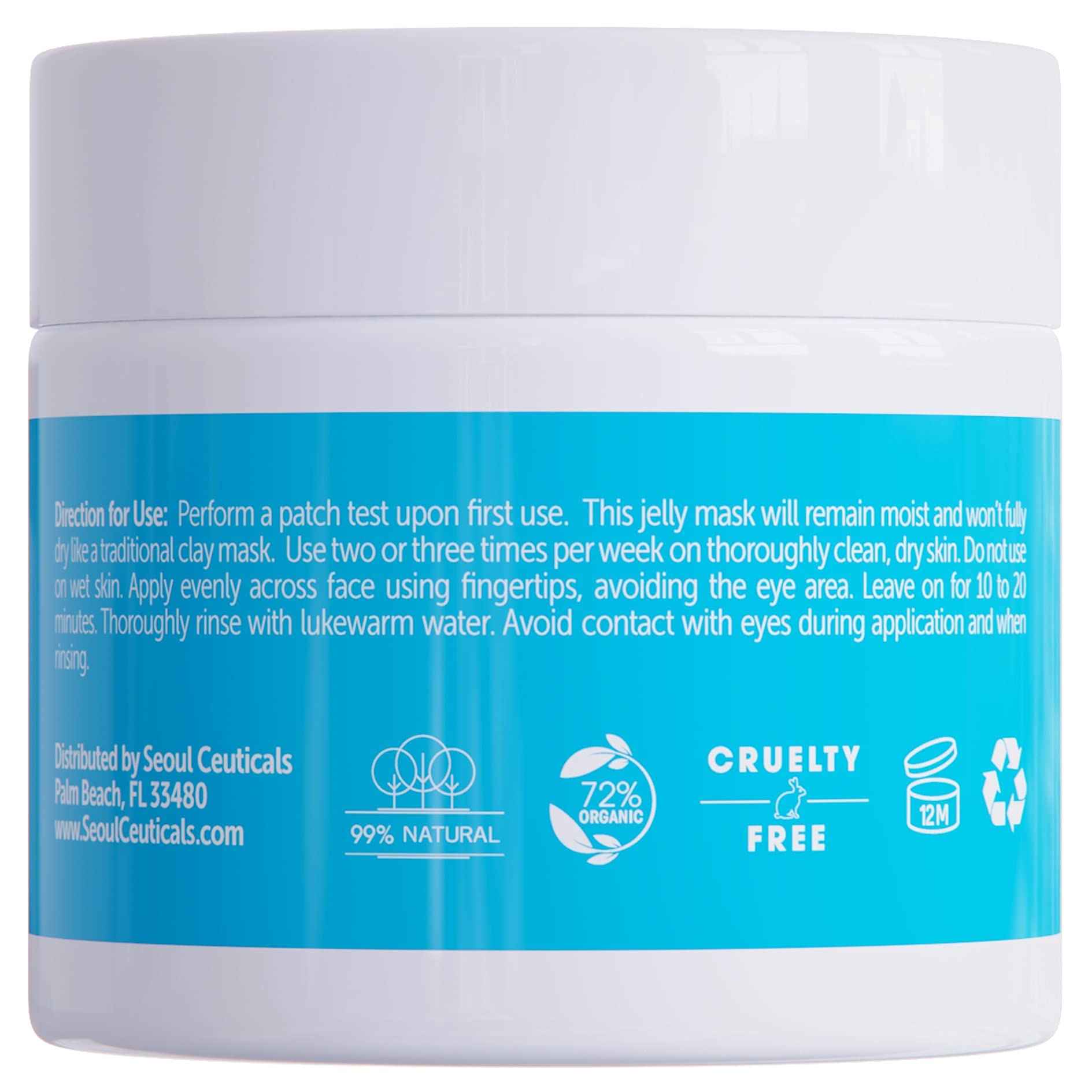 SeoulCeuticals Korean Skin Care Hyaluronic Acid Jelly Face Mask – Rice Bran + Vit B5 + Rosehip Anti Aging K Beauty Skincare for Plump Glowing Skin 2oz