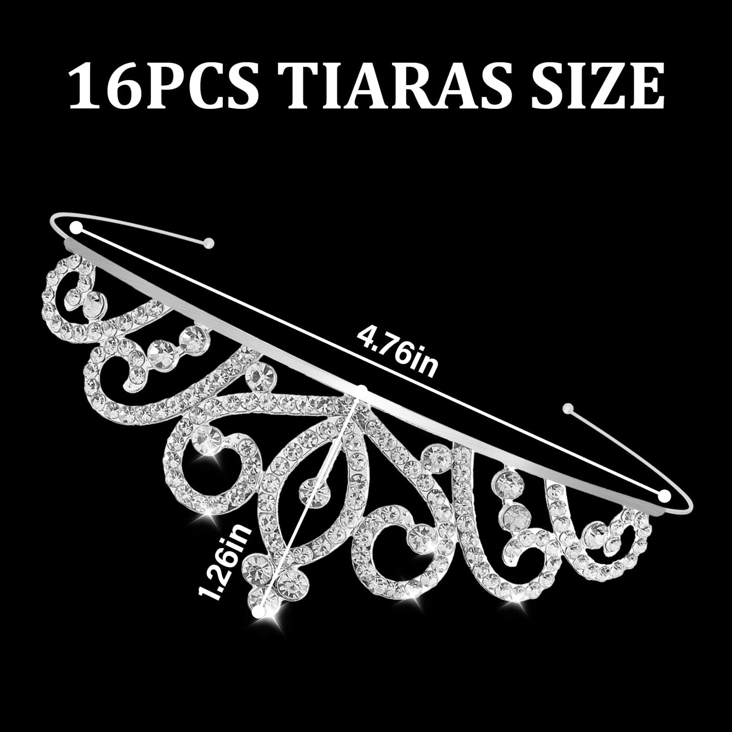 Tihebax 16 Pcs Tiaras Crowns Headbands for Women Girls Silver Princess Tiara Bulk Crown Tiaras Rapunzel Crown for Wedding Birthday Crystal Tiara for Prom, Bride, Pageant, Halloween