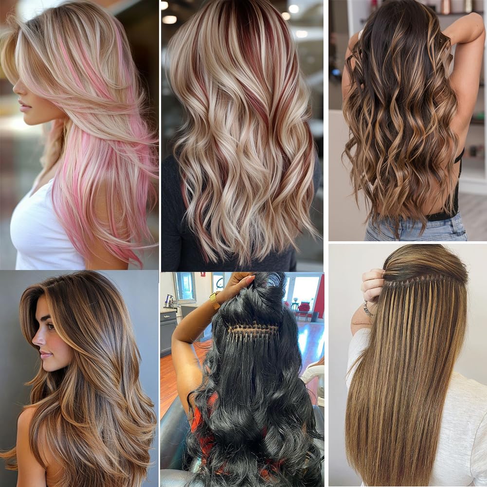 Saisifen Micro Loop Hair Extensions #33 Copper Brown Human Hair Bulk (50 Strands,1g/Strands) Micro Link Human Hair Extension for Women 16 Inches (40cm)