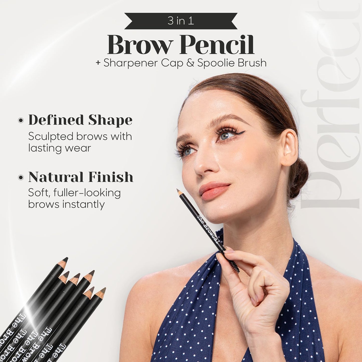 BrowGal Eyebrow Pencil - Waterproof Medium Brown Pencil with Spoolie & Sharpener | Buildable, Natural Finish