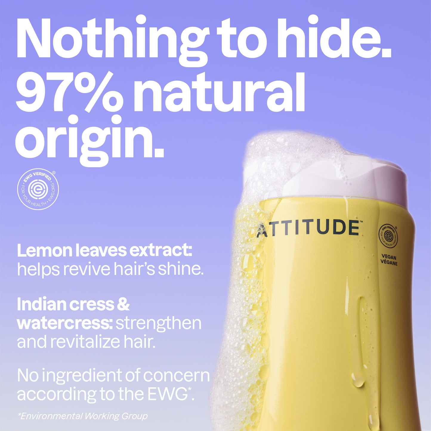 ATTITUDE Clarifying Hair Shampoo, EWG Verified, Restores Shine, Naturally Derived Ingredients, Vegan and Plant Based, Lemon Leaves and White Tea, 16 Fl Oz (Pack of 6)