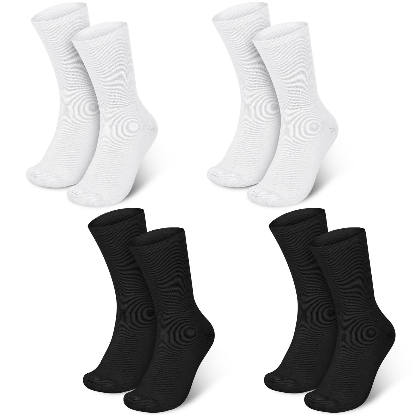 Silicherry 4 Pairs Cotton Soft Eczema Socks White and Black Hydrating Moisturizing Therapy Cotton Socks Eczema Relief for Adult Wet Wrap Non Itch Soft Feet Treatment