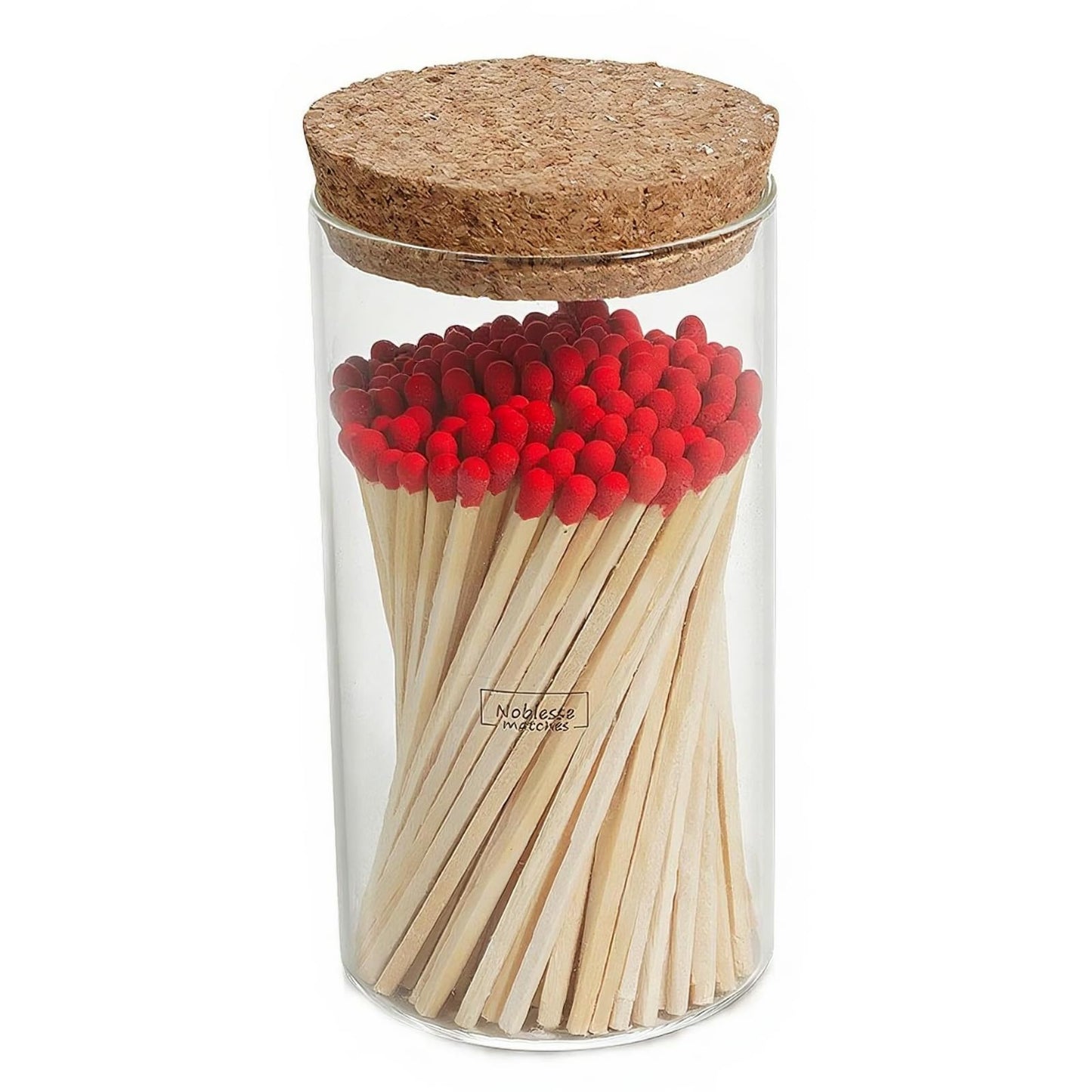 Meya Luxury Colored Safety Matches | 4-Inch Long Matches in Glass Jar | Perfect for Lighting Candles | 150 PIECES | 10 CANDLES AND EXTRA EMPTY JAR GIFT (RED)