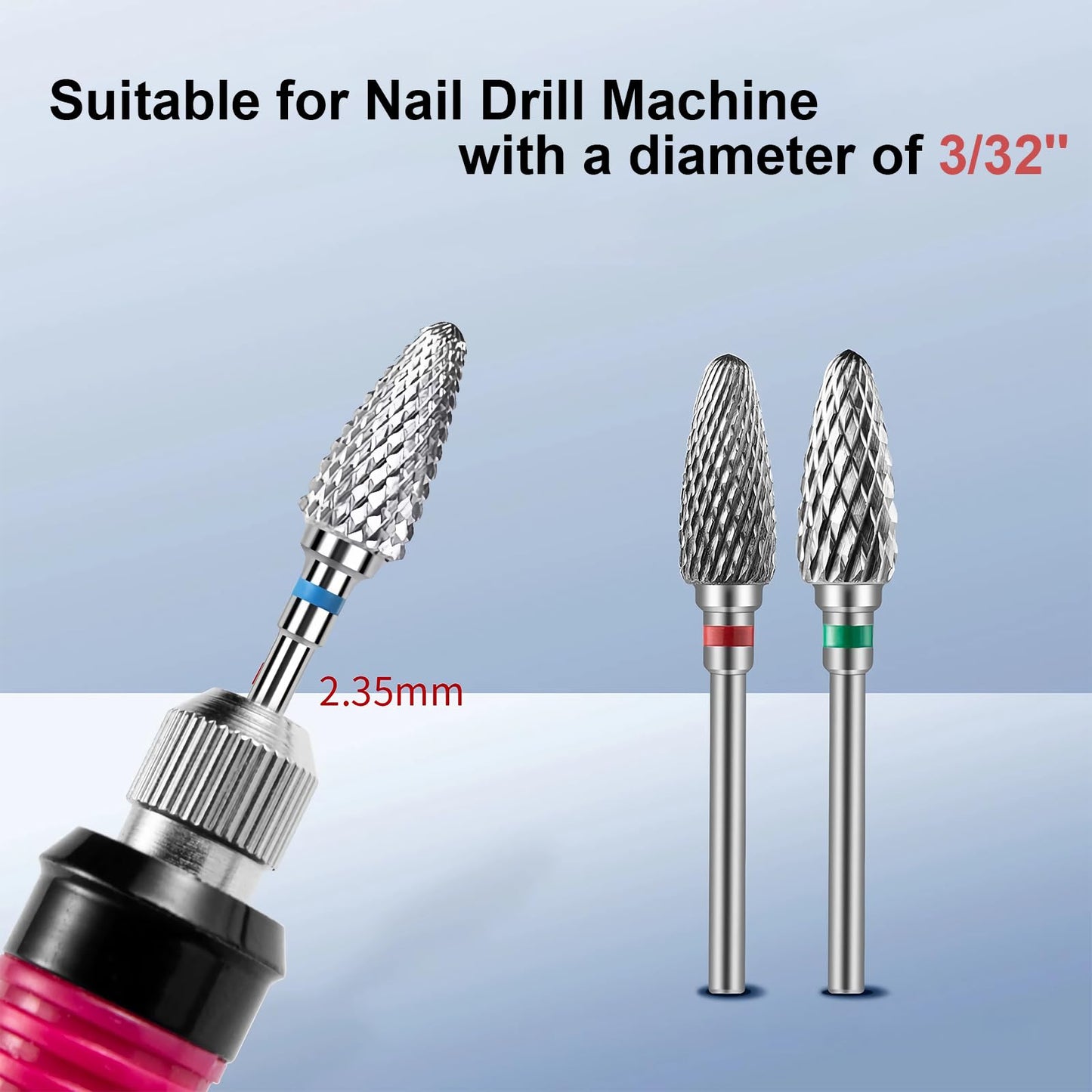 FORTMATE 10Pcs Nail Drill Bits Set, 3/32'' Diamond Drill Bits for Electric Nail Drill, Cuticle Removal, Acrylic & Gel Nails – Professional E-file Bit Kit for Manicure Pedicure Home Salon
