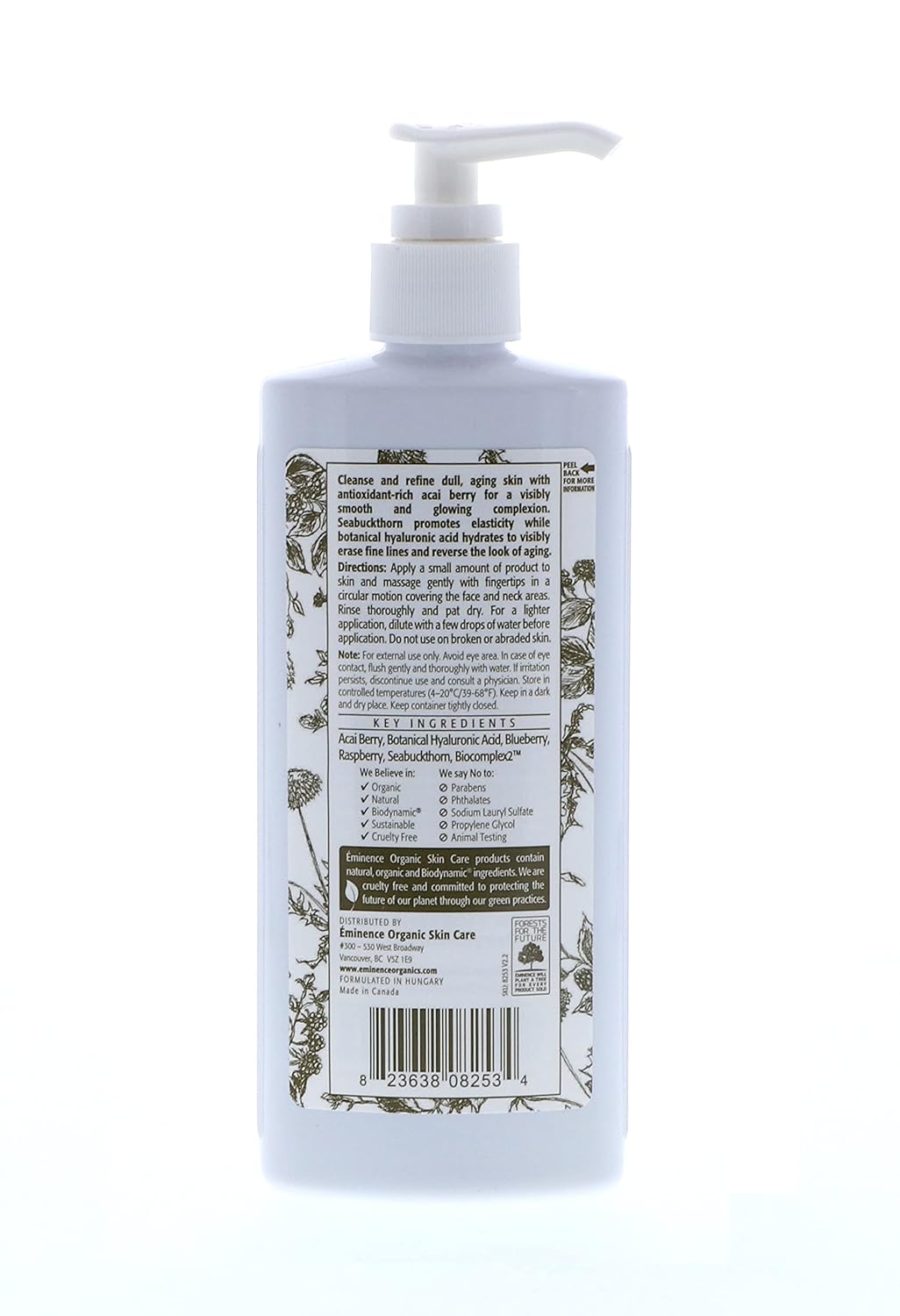 Eminence Organic Skincare Firming Acai Cleanser with Hyaluronic Acid - 8.4 Oz