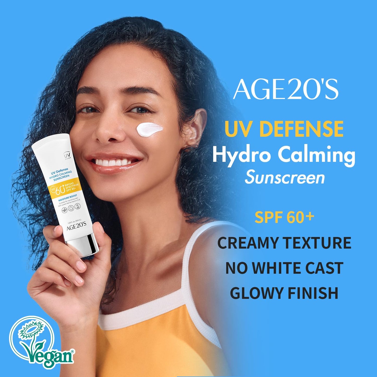 AGE20'S UV Defense Hydro Calming Sunscreen SPF 60+ - Lightweight, Moisturizing Formula with Green Tea & Aloe Vera | 1.69 fl. oz.