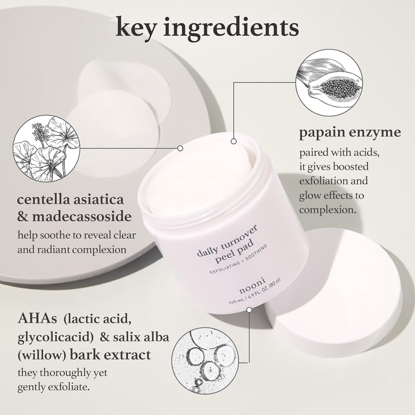 Glycolic Acid Facial Toner Pads - Exfoliating Pore Treatment, 80 Count | Korean Skincare for Glass Skin & Fine Line Reduction