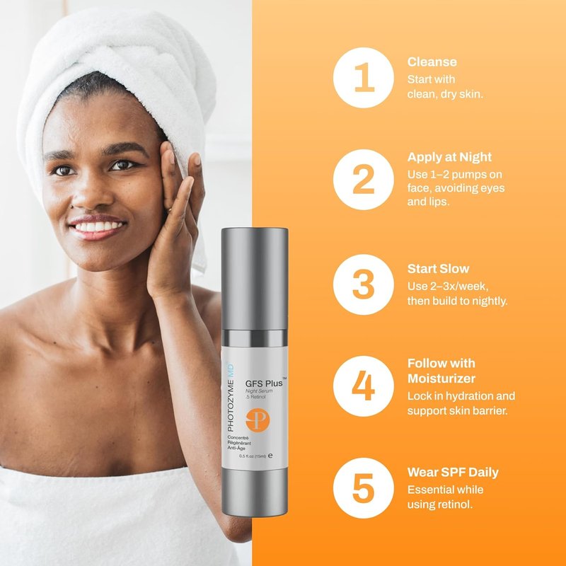 Photozyme Night Serum with 0.5% Retinol | Anti-Aging Peptide Complex for Wrinkles, Dark Spots & Skin Brightening – 0.5 fl oz
