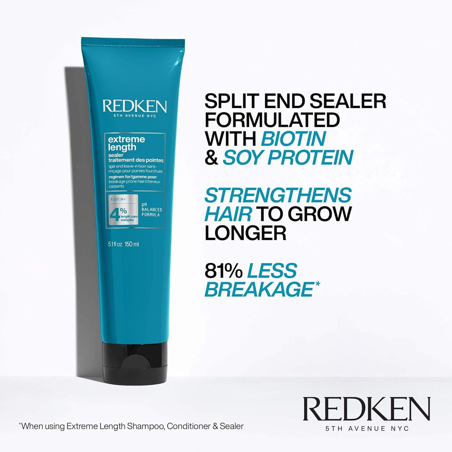 Redken Extreme Length Biotin Shampoo - Promotes Healthy Hair Growth & Strengthens Damaged Hair | 10.1 Fl Oz