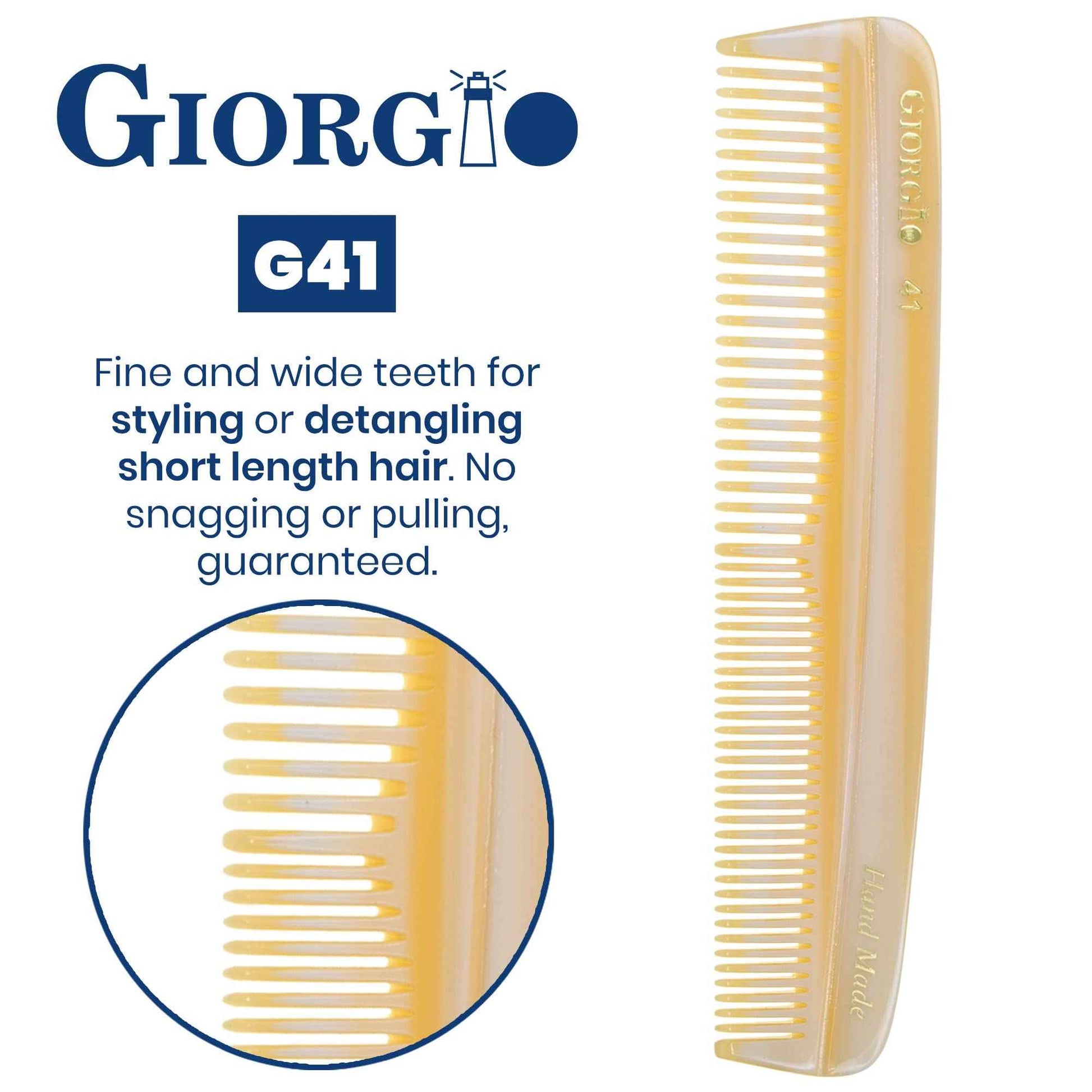 Giorgio G36 Handmade All Fine Tooth Pocket Comb for Men, Hair Comb Straightener for Everyday Grooming Styling Hair, Mustache and Beard for Men Women and Kids, Use Wet or Dry, Saw Cut and Hand Polished