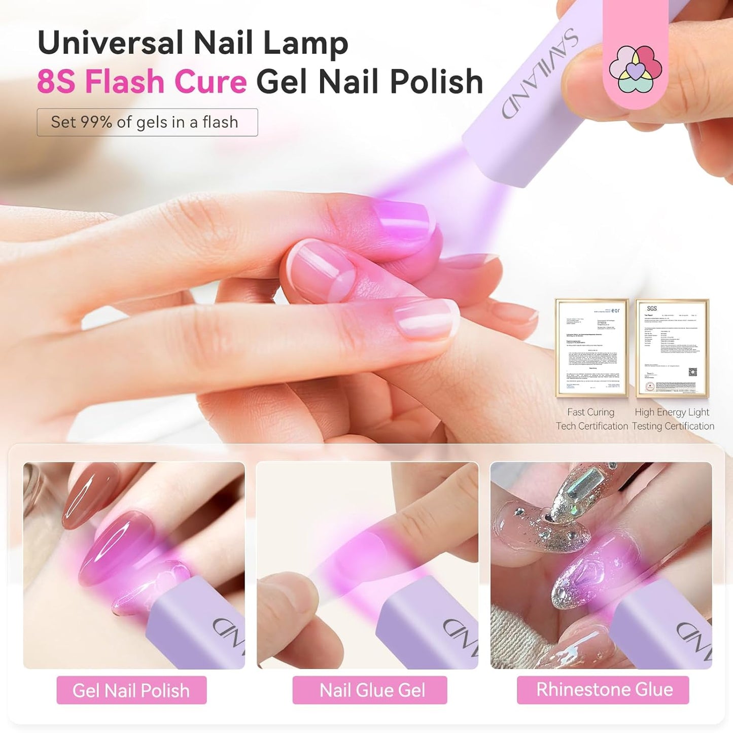 Saviland Mini Nail Lamp, Quick-Dry Gel Nail Lamp 16W, Portable U V Light for Easy and Fast Nail Extension, U V LED Curing Lamp for Manicure Starters DIY Nail Art