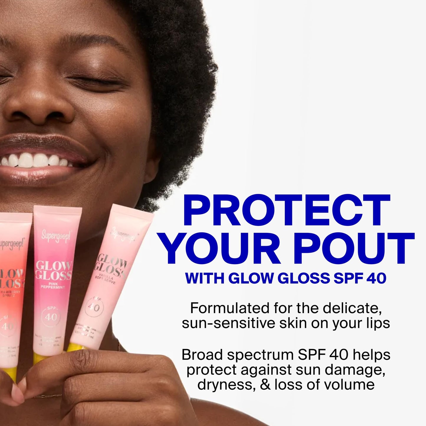 Supergoop! Glow Gloss SPF 40 Lip Balm, Vanilla Soft Serve (Sweet Cream Flavor, Sheer Soft Pink Tint) - Broad Spectrum Protection with a Non-Sticky, High-Shine Finish - 0.5 fl oz