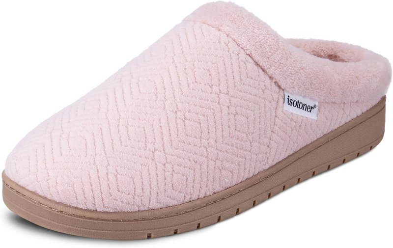 Isotoner Women's Slip-On Clog Slippers | Diamond Microterry & Memory Foam Comfort