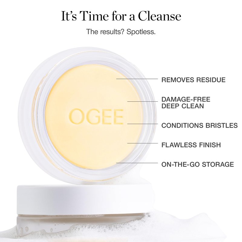 Ogee Brush Wash Bar - Gentle Makeup Brush Washing Bar with Organic Ingredients, Safe for Bristles, Made in USA