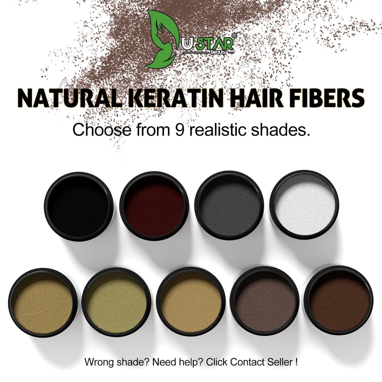 Ustar Hair Fibers 55g - Hair Building Fibers for Thinning Hair for an Instantly Fuller, Thicker Look - Hair Fibers for Men & Women (Dark Brown)