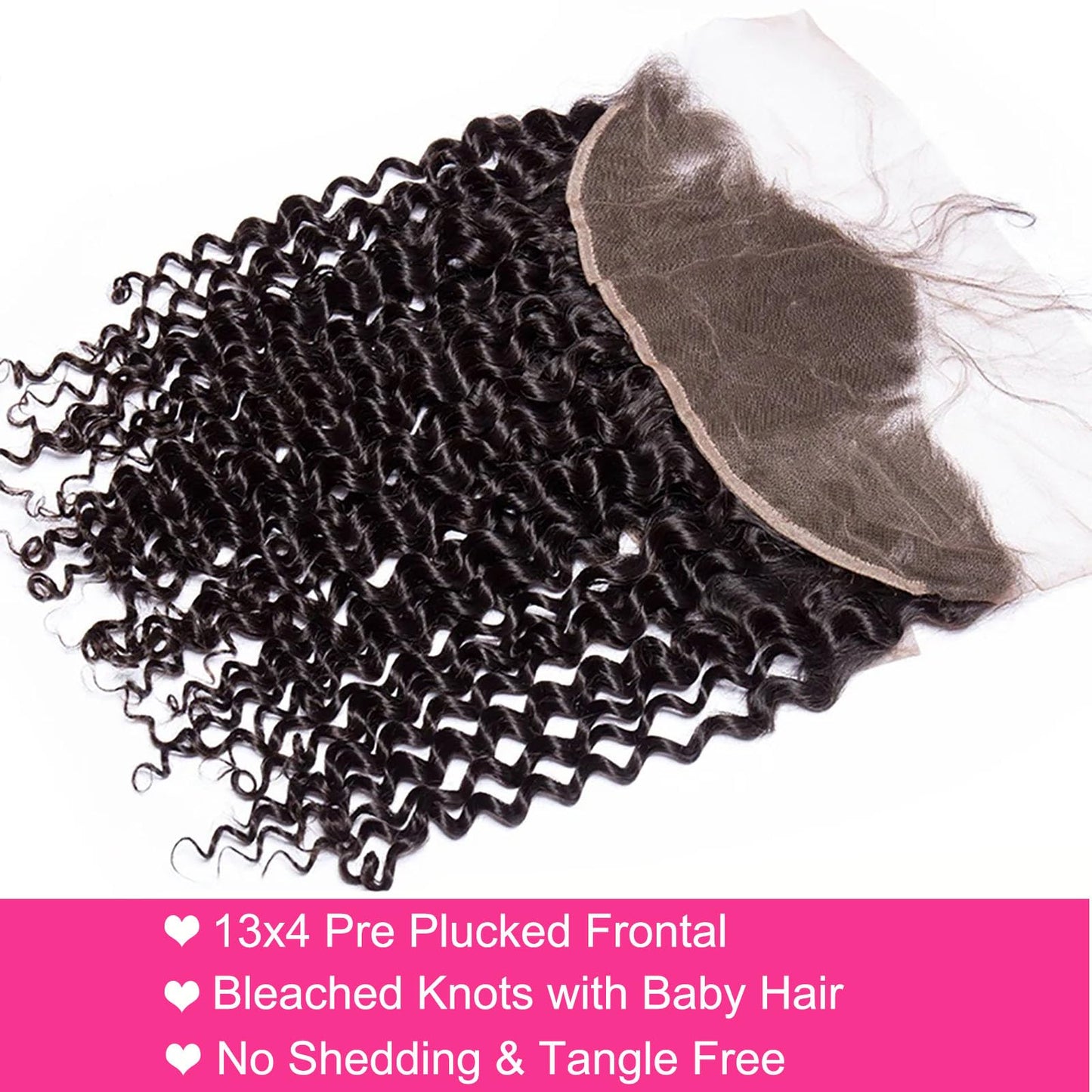 Deep Wave 13x4 HD Lace Frontal Human Hair Pre Plucked with Baby Hair Ear to Ear Transparent Lace Closure 100% Virgin Deep Wave Human Hair Frontal 14 Inch