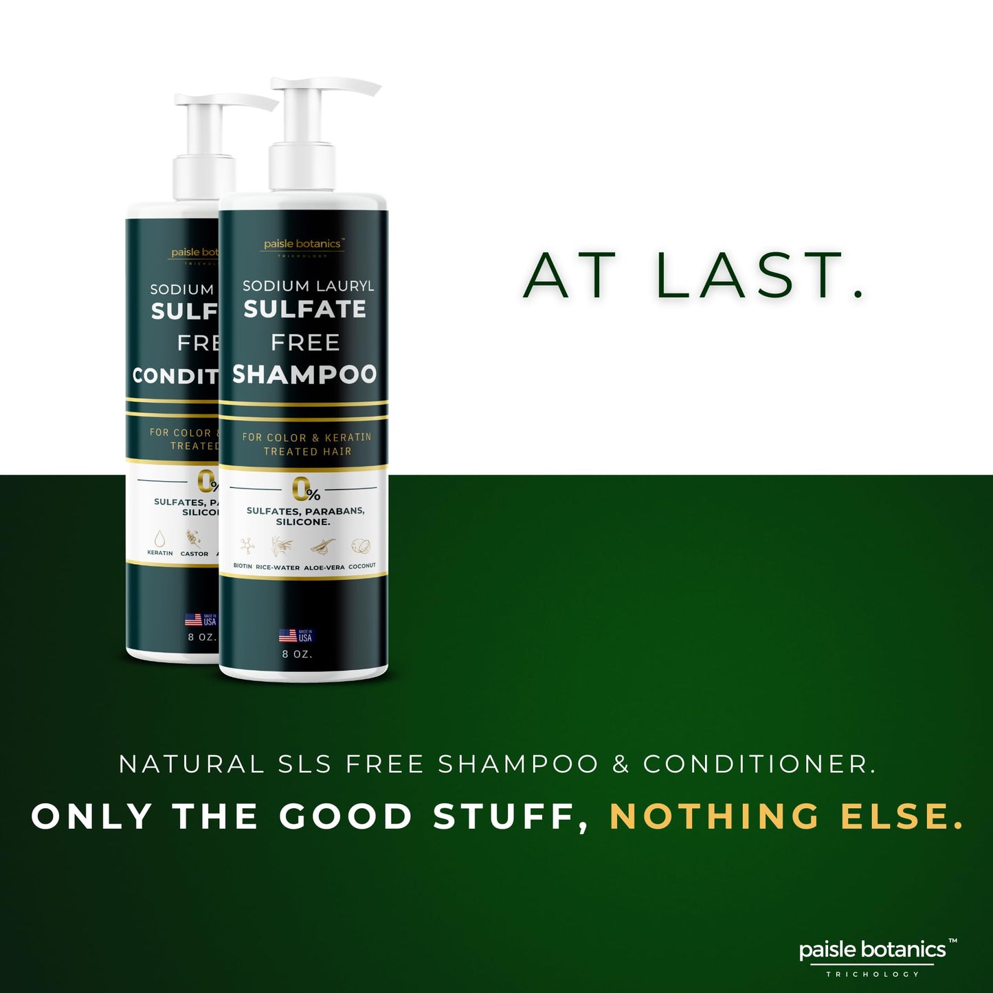 Sodium Lauryl Sulfate Free Shampoo and Conditioner Set For Color Treated Hair ALL NATURAL Women & Men Shampoo and Conditioner SLS Paraben and Sulfate Free for Daily Routine