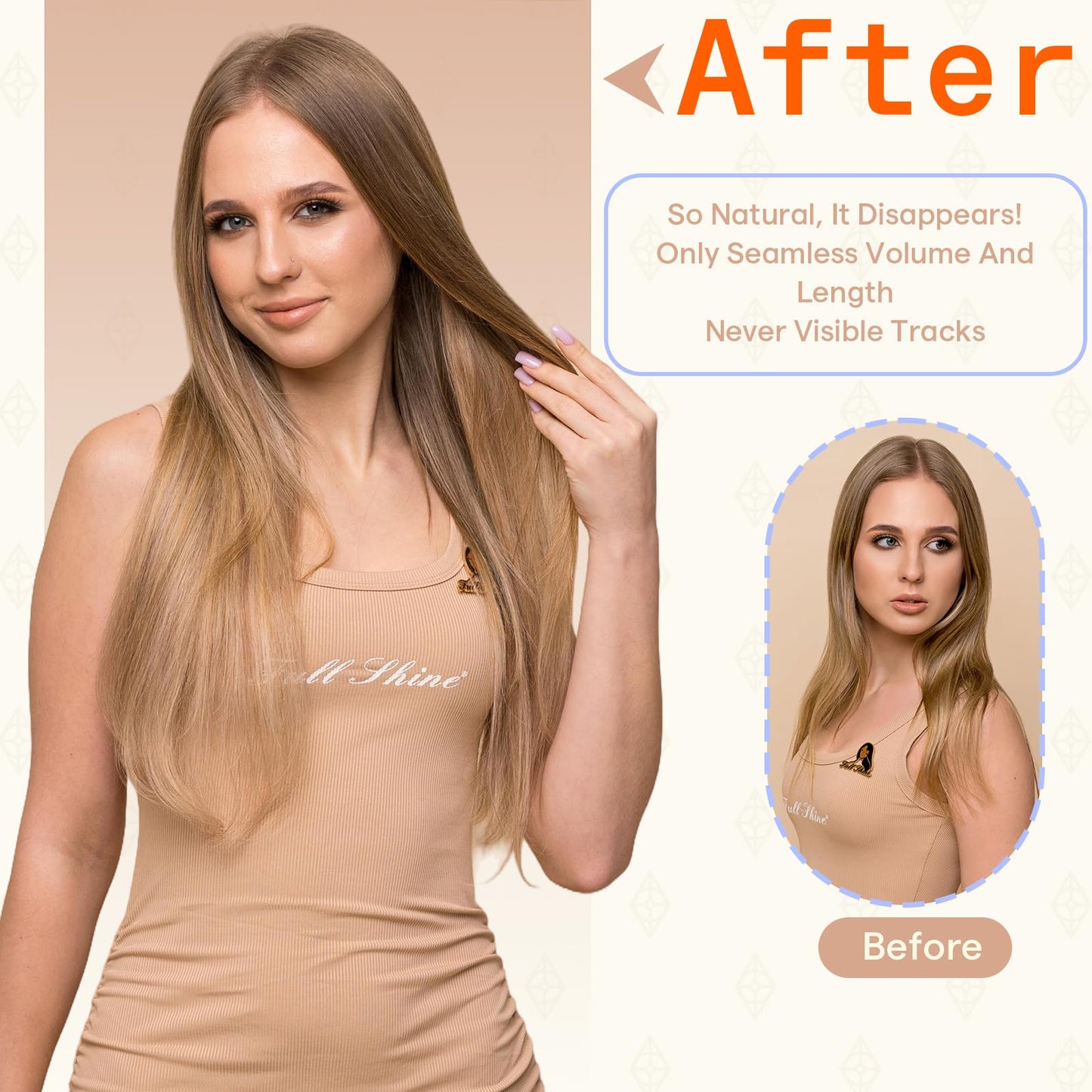 Full Shine Tape in Hair Extensions Human Hair 18 Inch 50 Grams 20 PCS Invisible Seamless Skin Weft Tape in Extensions Color 3 Walnut Brown to 8 Hazelnut Brown 22 Ash Blonde for Party