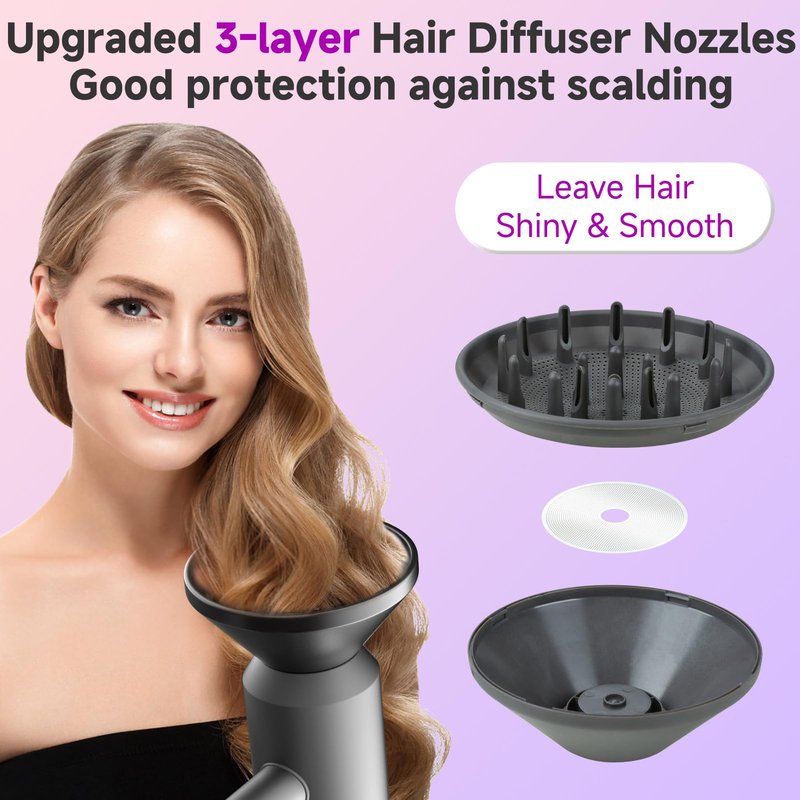Hair Diffuser Attachment Nozzles for Dy-son Supersonic Hair Dryer HD01 HD02 HD03 HD04 HD08 HD15 Tools Accessaries Parts, Upgraded Magne-tic Diffuser Attachment, Black