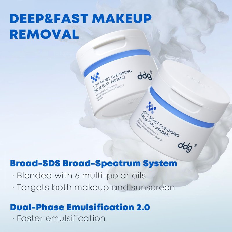 ddg Soft Moist Cleansing Balm Set-Make Remover Balm for Sensitive Skin,Eye Makeup Remover & Facial Cleanser for Waterproof Makeup Removal,Vegan Plant Oils,Nourishing & Hydrating