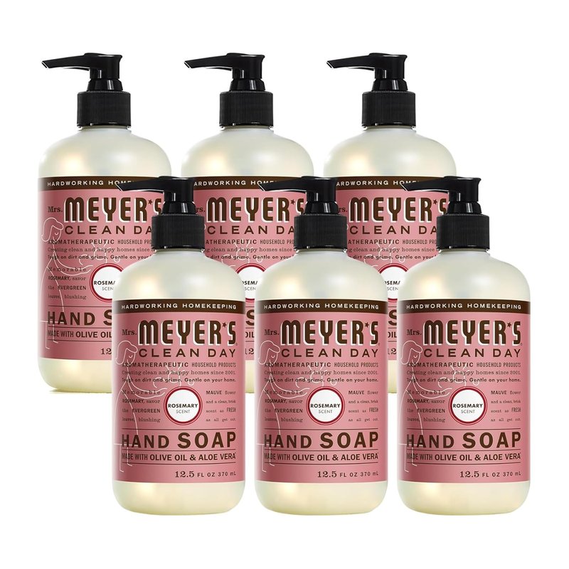 Mrs. Meyer's Liquid Hand Soap - Rosemary Scent | 12.5 Fl Oz | Pack of 6