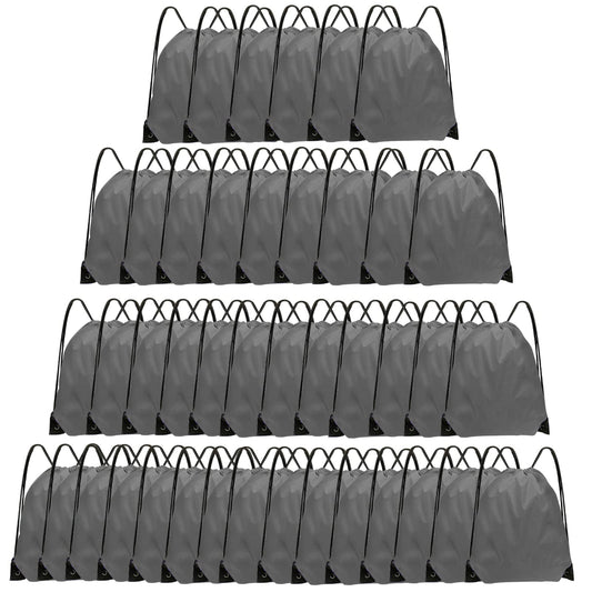 Grneric Drawstring Bags 42 Pcs Drawstring Backpack Bulk String Backpack Cinch Bag Sackpack for Men Women Gym (Gray)