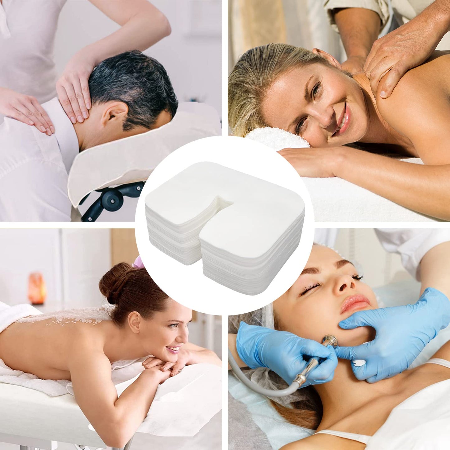 Rngwaper 300 Count Disposable Face Cradle Covers Non-Sticking Ultra Soft Medical-Grade SPA Massage Face Covers Disposable Massage Headrest Covers for Massage Tables & Massage Chairs 14.2"x 10.6"