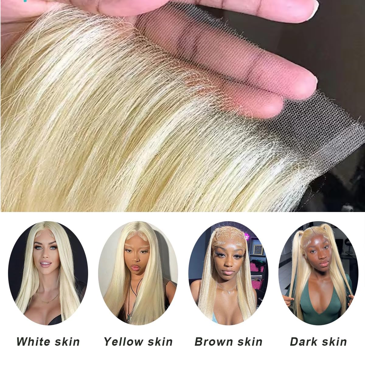 5x5 613 Closure Hd Transparent Lace 12A Grade Blonde Human Hair Pre Plucked With Baby Hair Brazilian Virgin Straight Hair Invisible Lace Frontal Closure Free Part 14 Inch